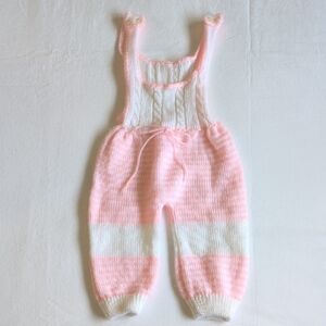 vintage cable knit colorblock overalls sweater jumpsuit 6-12 months baby girl